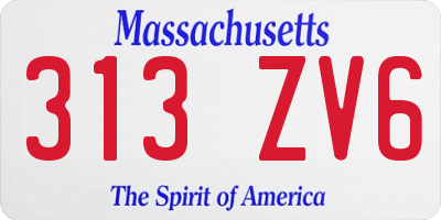 MA license plate 313ZV6