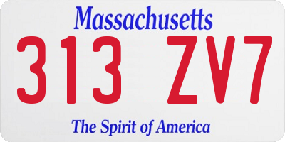 MA license plate 313ZV7