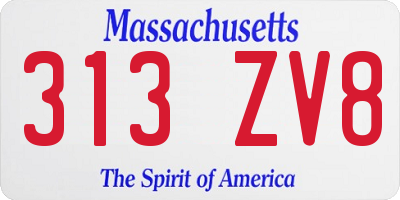 MA license plate 313ZV8