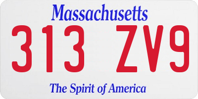 MA license plate 313ZV9