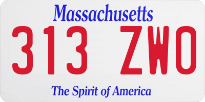 MA license plate 313ZW0