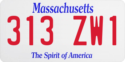 MA license plate 313ZW1