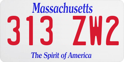 MA license plate 313ZW2