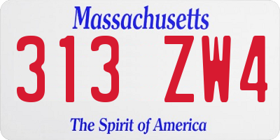 MA license plate 313ZW4