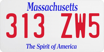 MA license plate 313ZW5