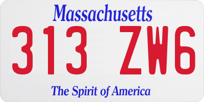 MA license plate 313ZW6