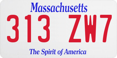 MA license plate 313ZW7