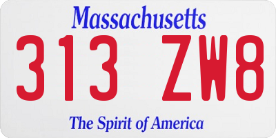 MA license plate 313ZW8