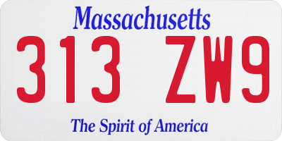 MA license plate 313ZW9