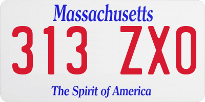 MA license plate 313ZX0