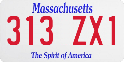 MA license plate 313ZX1