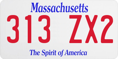 MA license plate 313ZX2