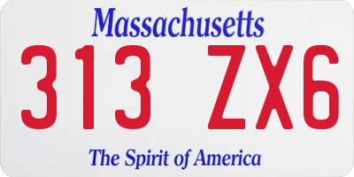 MA license plate 313ZX6