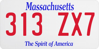 MA license plate 313ZX7
