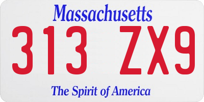 MA license plate 313ZX9