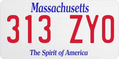 MA license plate 313ZY0