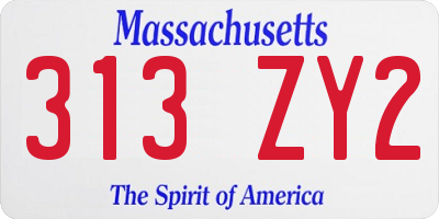 MA license plate 313ZY2