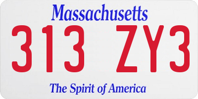 MA license plate 313ZY3