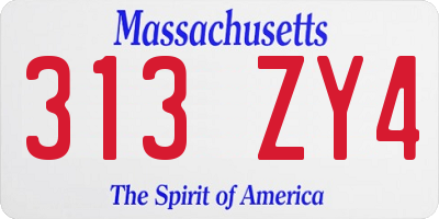 MA license plate 313ZY4