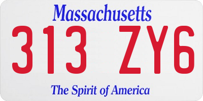 MA license plate 313ZY6
