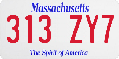 MA license plate 313ZY7