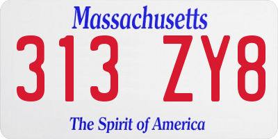 MA license plate 313ZY8