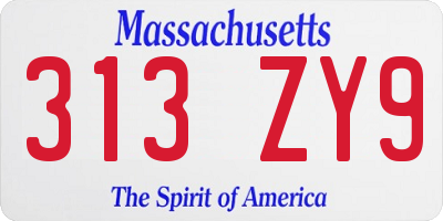 MA license plate 313ZY9