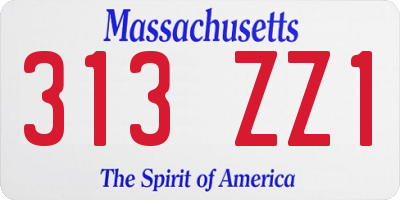MA license plate 313ZZ1