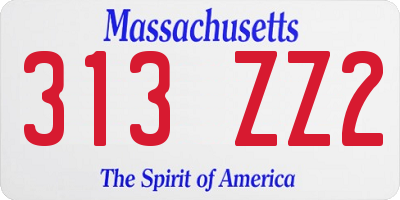 MA license plate 313ZZ2