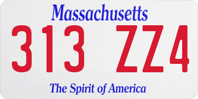 MA license plate 313ZZ4