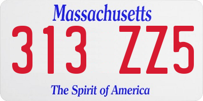 MA license plate 313ZZ5