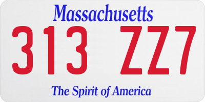 MA license plate 313ZZ7