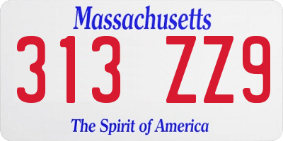 MA license plate 313ZZ9