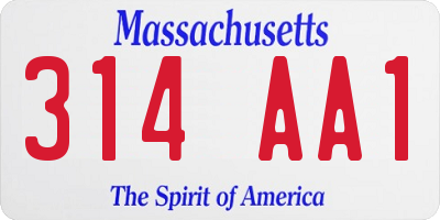 MA license plate 314AA1