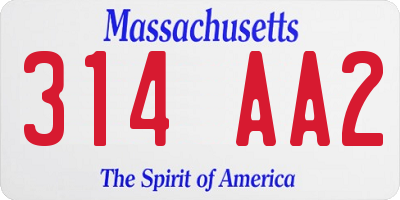 MA license plate 314AA2