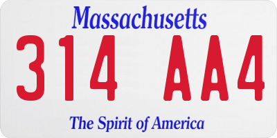 MA license plate 314AA4