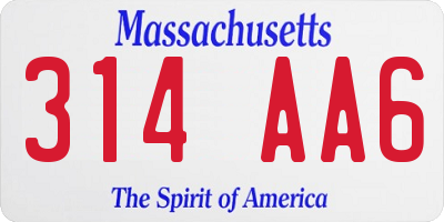 MA license plate 314AA6