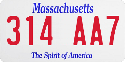 MA license plate 314AA7