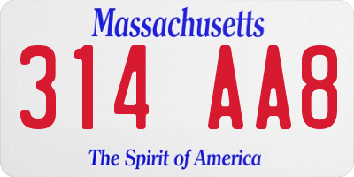MA license plate 314AA8