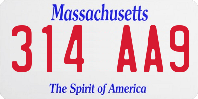 MA license plate 314AA9