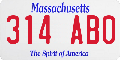 MA license plate 314AB0