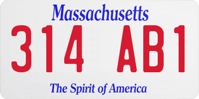 MA license plate 314AB1