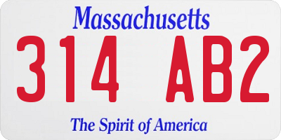 MA license plate 314AB2