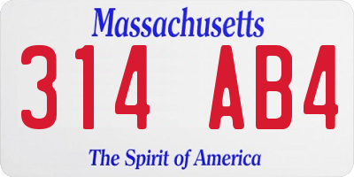 MA license plate 314AB4