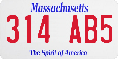 MA license plate 314AB5