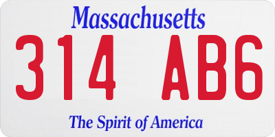 MA license plate 314AB6