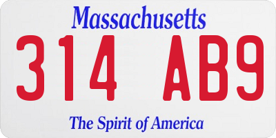 MA license plate 314AB9