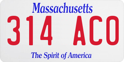 MA license plate 314AC0