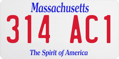 MA license plate 314AC1