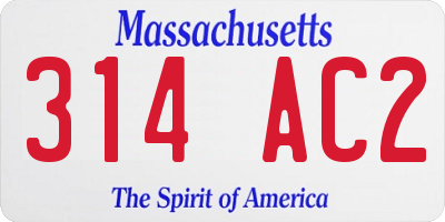 MA license plate 314AC2